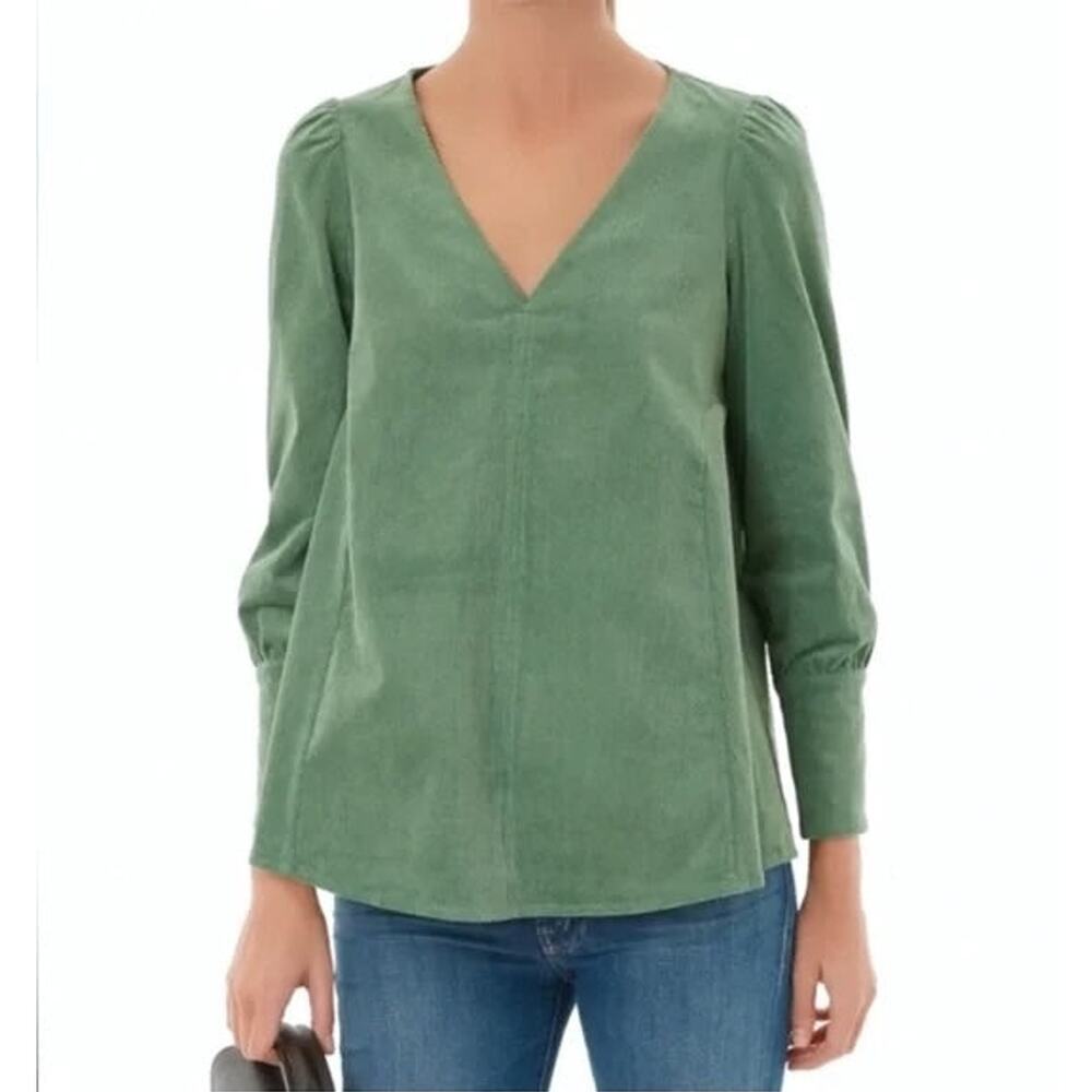 Tuckernuck Sea Sage Green Corduroy Babydoll Top (S) - Picture 3 of 10